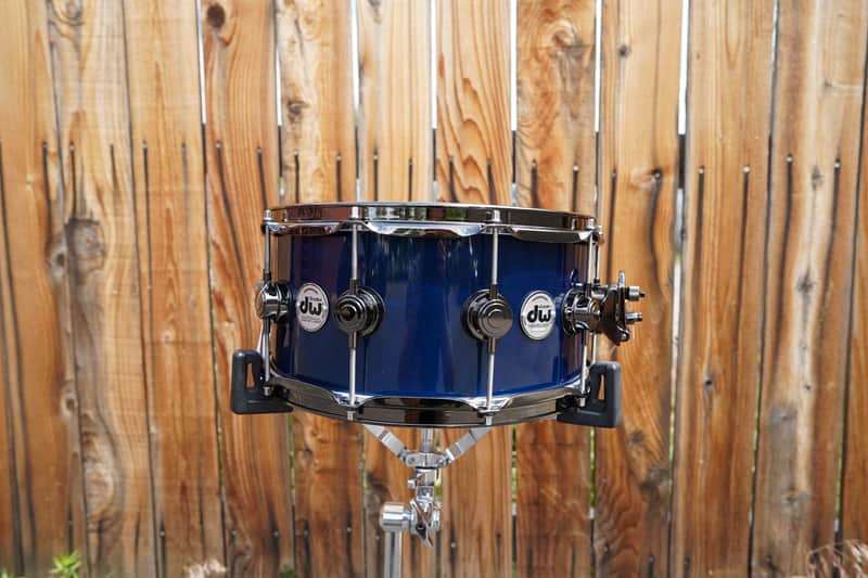 DW USA Collectors Series Maple/Mahogany Shell 6.5x14'' Snare Drum - Deep Royal Blue Lacquer image 1