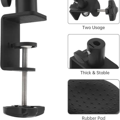 Heavy-Duty Metal Table Mount Clamp, Desk Table Mount C Clamp Replacement, C-Clamp Base Stand Mounting Accessory for Microphone Stand Mic Boom Scissor Arm image 3
