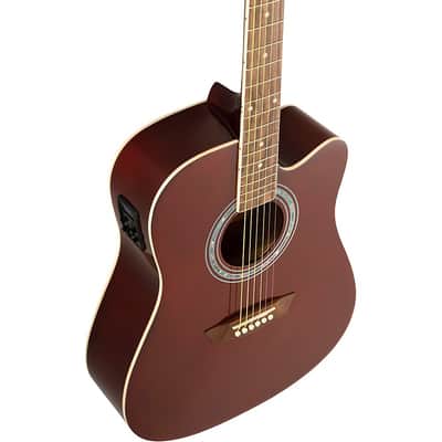 Washburn WA90CE Dreadnought Acoustic-Electric Guitar Regular Wine Red image 6