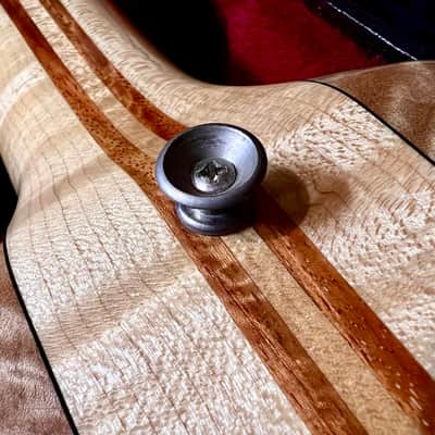 Moonstone FLAMING V flying v 1984 - Natural Paduak & maple burl image 11