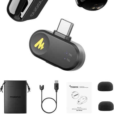 MAONO Wave T1 Mini Wireless Lavalier Microphone for iPhone 17 16 15 Android Tablet with USB-C Plug, Noise Cancellation, AI Voice Filter, 30H Used for Video Recording Content Creating YouTube TikTok image 4