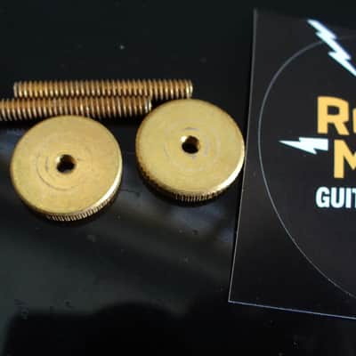 Gibson AGED soft brass 50 thumbwheels + posts for vintage ABR-1 bridge Les Paul Royal Mount 2025 - Gold image 6