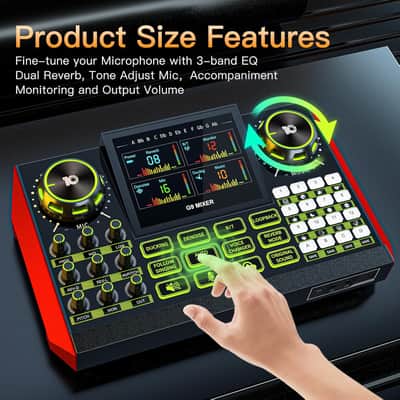 G9 Audio Mixer，Podcast Equipment Live Sound Card for Streaming，Audio Interface DJ Mixer Sound Card/Board Condenser Microphone for Tiktok Gaming Video Content Creator Kit. image 3
