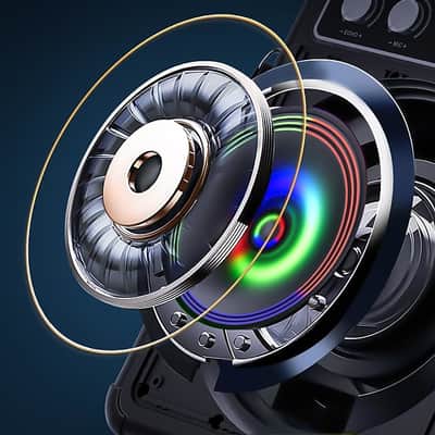 Karaoke Machine, Portable Bluetooth Karaoke Speaker with 2 Wireless Microphones, PA System for Adults Kids with LED Lights, Supports REC/FM/AUX/USB/TF for Home Party image 2