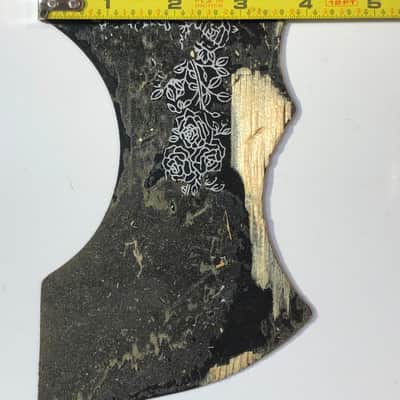 Teisco Del Rey Vintage Batwing Acoustic Pickguard Roses Vines 1960’s Black/Silver image 6