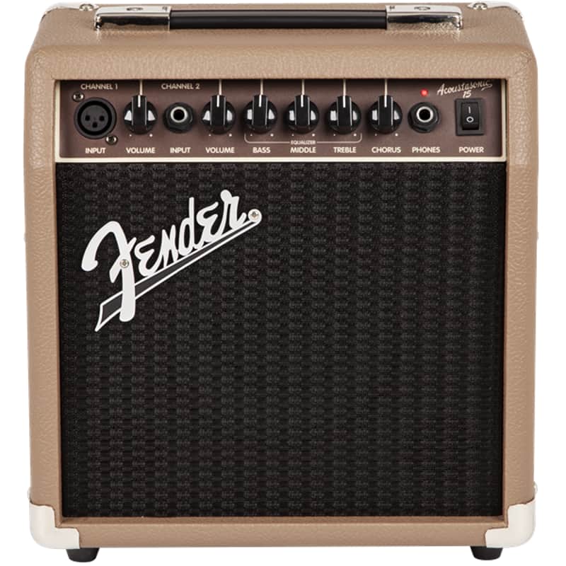 Immagine Fender Acoustasonic 15 2-Channel Combo Amp - Brown and Wheat - 1