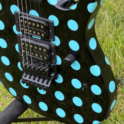 Kramer NightSwan Electric Guitar Black with Blue Polka Dot image 10