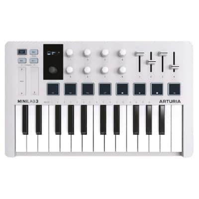 Arturia MiniLab 3 25-Note Compact MIDI Keyboard and Pad Controller, White