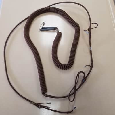 Western Electric Cloth-wrapped Microphone Headset cord coiled 1940s - Brown image 2