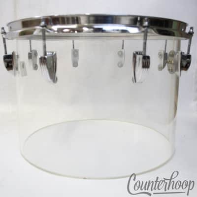 Ludwig 14x10"Vistalite Clear Concert Tom Drum Vintage 70s USA Blue/Olive Clip Mt image 3