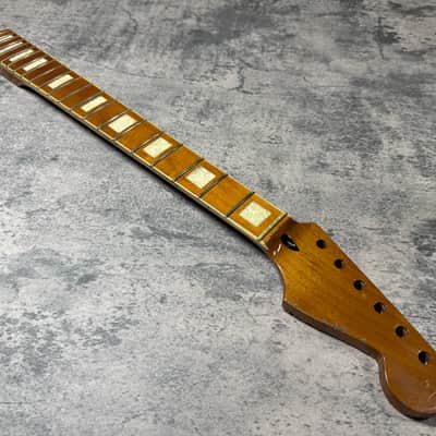 Real Life Relics Roasted Maple With Bound Maple Fingerboard Block MOP Inlays Jazzmaster® Strat® Stratocaster Neck SMALL Headstock. JMRMBB22