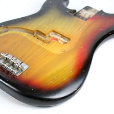 1977 Vintage Fender Precision Bass Lefty Sunburst Ash BODY Left-Handed 1970s USA PBass w/Original Bridge image 20