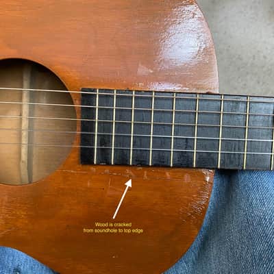 1930's/40's Harmony Parlor Acoustic Guitar Poorly Refinished image 3