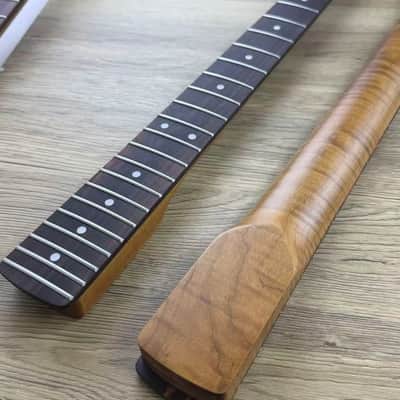 Roasted Tiger Maple Wood Guitar Strat Style Neck, Rosewood Fingerboard 22 Frets image 3
