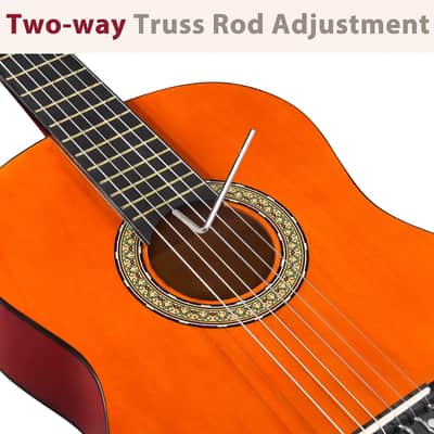 39 Inches Classical Guitar Full Size Beginner Acoustic with Online Lessons Bag Capo Tuner Strings, Sunset image 3