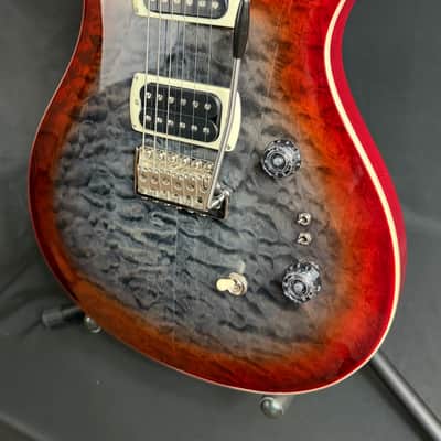 PRS SE Custom 24-08 Quilt Top Electric Guitar Charcoal Cherry Burst w/ Gig Bag image 4