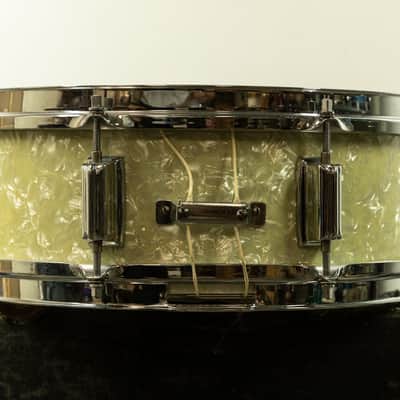 1960s Rogers 5x14 White Marine Pearl Tower Snare Drum image 7