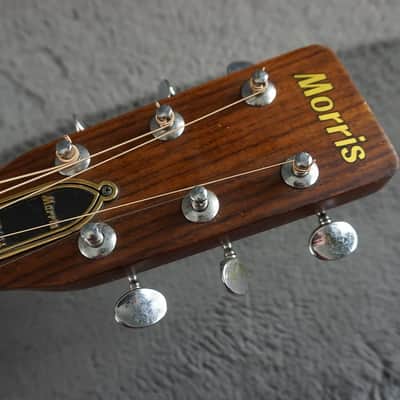 Morris F-15 OM Japan Acoustic Guitar w/ Built-In Electronics & Hard Case image 8