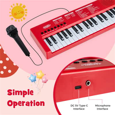 Ozici 37 Keys Kids Electronic Keyboard with Microphone, 8 Tones & 8 Rhythms Piano Toy image 9