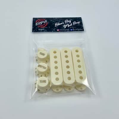 Silver Sky Se pickguard Brown tortoise & parchment pickup covers, knobs & switch tip Sliversky pick guard image 8