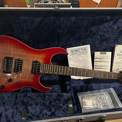 Schecter Sunset 24 Hardtail USA Custom Shop 2021 - Red Stain/Black Burst - w/ COA & Case - NEW image 18