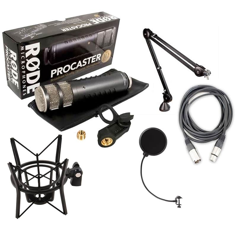 Rode Procaster Dynamic Mic w/ Shock Mount PSA1 Studio Boom Arm Cable & WindPop image 1