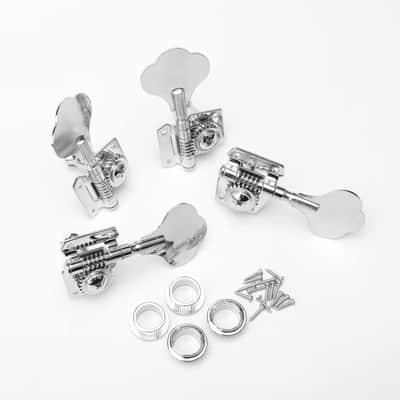 4R Open Bass Guitar Tuning Pegs Chrome - Vintage 1:22 Ratio Machine Heads for Electric Bass Jazz Bass, Replacement Parts for Right Handed 4-String Bass image 1