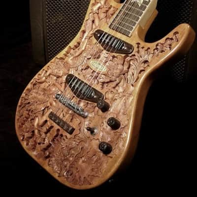Blueberry Handmade Electric Guitar Hindu Motif with Seymour Duncan Pickups image 5