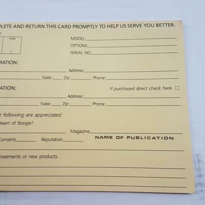 80's MESA BOOGIE AMP WARRANTY CARD rare image 2