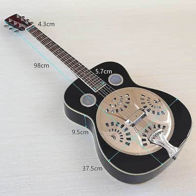 Black Electric Acoustic Resonator Guitar, Laminated Sapele Wood Body, Mahogany Neck image 5