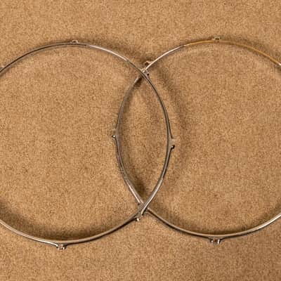 Vintage 16" Ludwig Chrome Over Brass Hoops (Pair) image 4