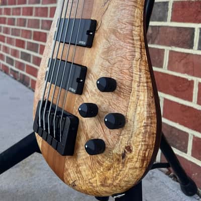 Spector USA NS-5XL, Figured Chestnut Top, Figured Walnut Body, Oil Finish, 3pc Roasted Maple Neck, Ebony Fretboard, Roasted Maple Ghost Crowns, EMG40DCX Pickups, HAZ 9-volt Preamp, Dunlop Flush Mount Strap Locks, Hipshot Tuners, TSA Case image 6