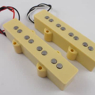 Jazz Bass Pickup Set Alnico V Neck & Bridge Cream Covers + screws & springs