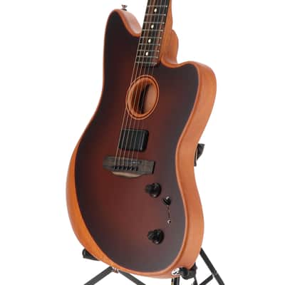 Fender Certified Pre-Owned American Acoustasonic Jazzmaster All-Mahogany, Ebony Fingerboard, Bourbon Burst (M11) (1705A) image 4