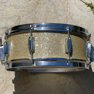 1960's MIJ 14" Gold/Silver Sparkle 5.5x14 Snare Drum Del Rey St. George image 5