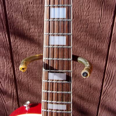 Memphis, set neck, single cut (LP copy), MIJ, 1970's, cherry sunburst, Duncans, case, volute, CIPOLLINA image 5