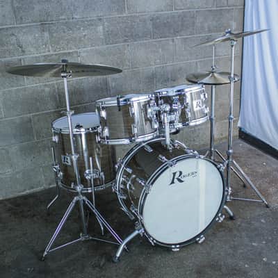 Rogers Londoner V Drum Kit – 1977 Big R Era – New Mahogany – Complete Memriloc Hardware image 7