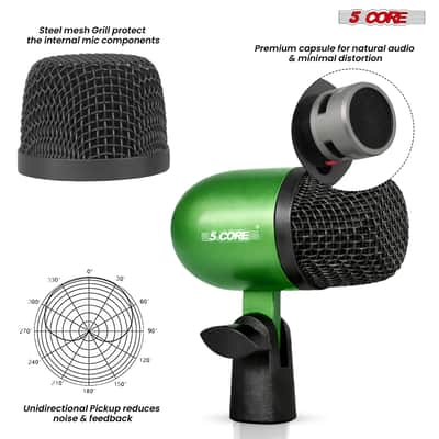 5 Core Conga Mic Snare Tom Set Professional XLR Cardioid Unidirectional Instrument Microphone Kit image 3
