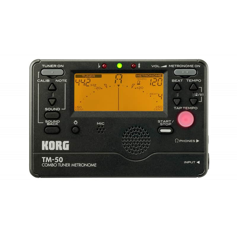 Korg TM-50C BK Combo Tuner/Metronome w/ CM-200 BK Clip-On Mic image 1
