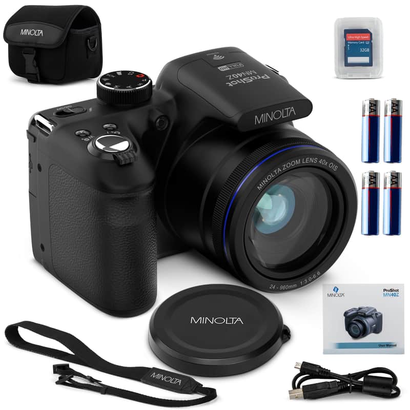 Mint Minolta MN40Z 20MP Digital Camera â€“ 40x Optical Zoom, 1080p FHD Video, 3.0" LCD, Wi-Fi, Face/Smile/Blink Detection â€“ Black image 1
