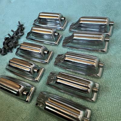 Rogers Lot of 10 Beavertail Vintage Bass Drum Lugs + Screws Springs - Lot 1 70s - Chrome image 6