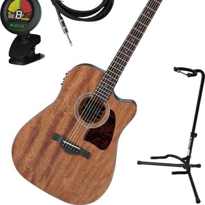 Ibanez AW54CE Artwood Traditional Acoustic-Electric Guitar, Open Pore Natural w/ Stand, Tuner, Bag, and Cable image 2