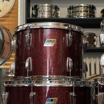 1970's Ludwig 3-Ply Burgundy Sparkle 15x26 13/14/16/18/26 Drum Kit Re-Wrap image 6