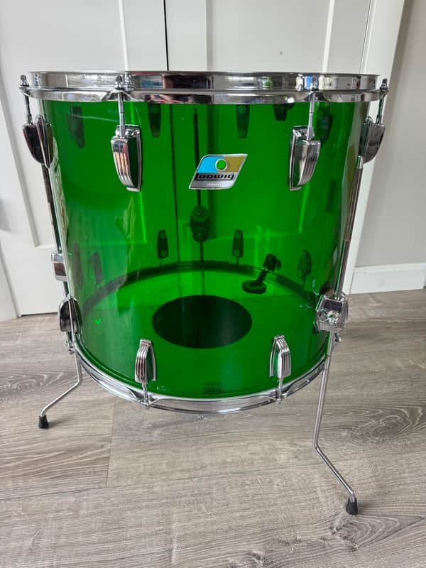 Ludwig Early 70s Vistalite Floor Tom 16x18 (18 Diameter) Green Rare image 1