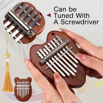3 Pack Mini Thumb Piano 8 Key Finger Thumb Piano Small Heart Oval Bear Kalimba Mini Hand Musical Instruments Gifts for Kids Adults Beginners Christmas Birthday Party(5 Inch) image 3