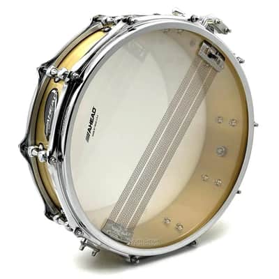 Ahead 3mm Cast Bell Brass Snare Drum 14x4 Polished w/Trick Throw-Off image 3