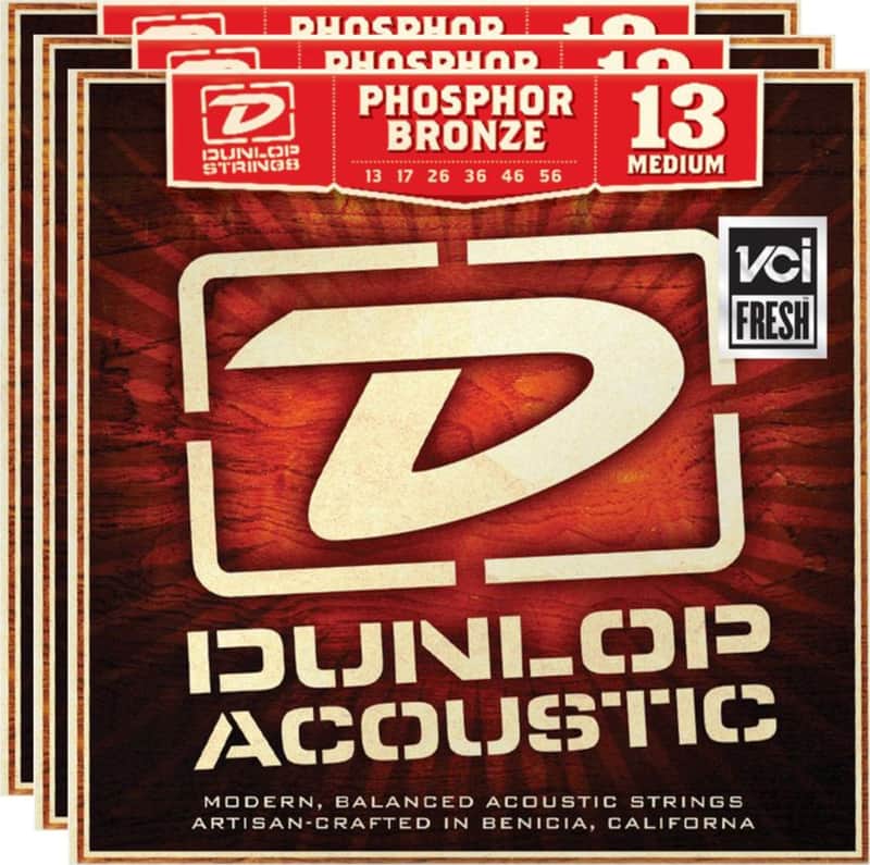 3 Sets of Dunlop DAP1356 AG-PHB MEDIUM Acoustic Phosphor Bronze Strings image 1