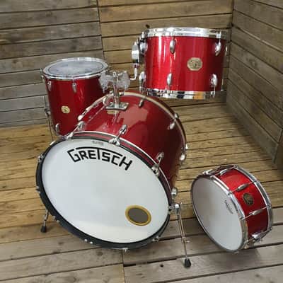 Drum Kit Acoustic Gretsch USA Drop G, Red Sparkle USED! RKGRC221222 image 2