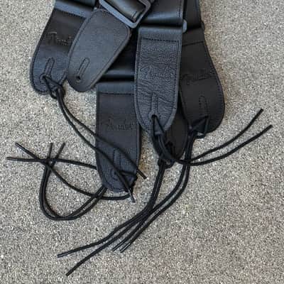 6 pcs Fender Custom Shop / American Deluxe 2" Leather Guitar / Bass Strap New Black Case Candy image 1