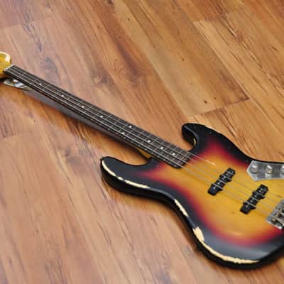 Vintage VJ74 Icon Fretless Bass - Sunset Sunburst image 4